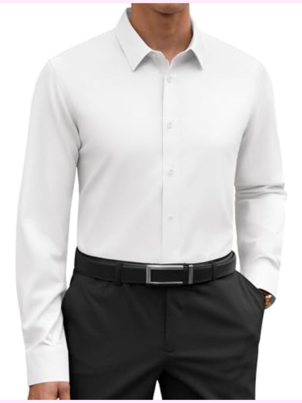 Men's Premium Performance Dress Shirt - Cotton Blend Wrinkle Resistant Button